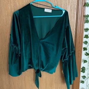 Green velour top